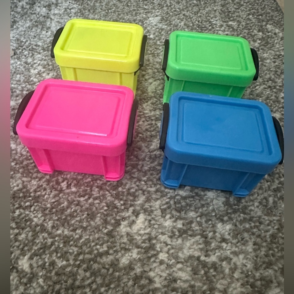 4 colorful stackable storage containers small